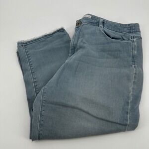 J Jill Authentic Fit Cropped Jeans Light Wash Raw Hem Petite 14 Stretch Spring